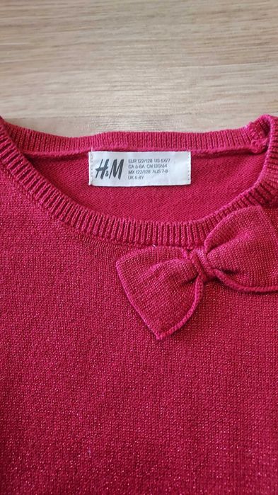 H&M jak nowe, swetry świąteczne dla bliźniaczek 122-128