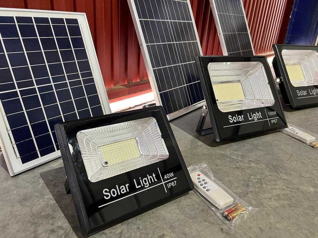 Projetores LED c/ Painel Solar - NOVOS - Várias Potências Disponiveis