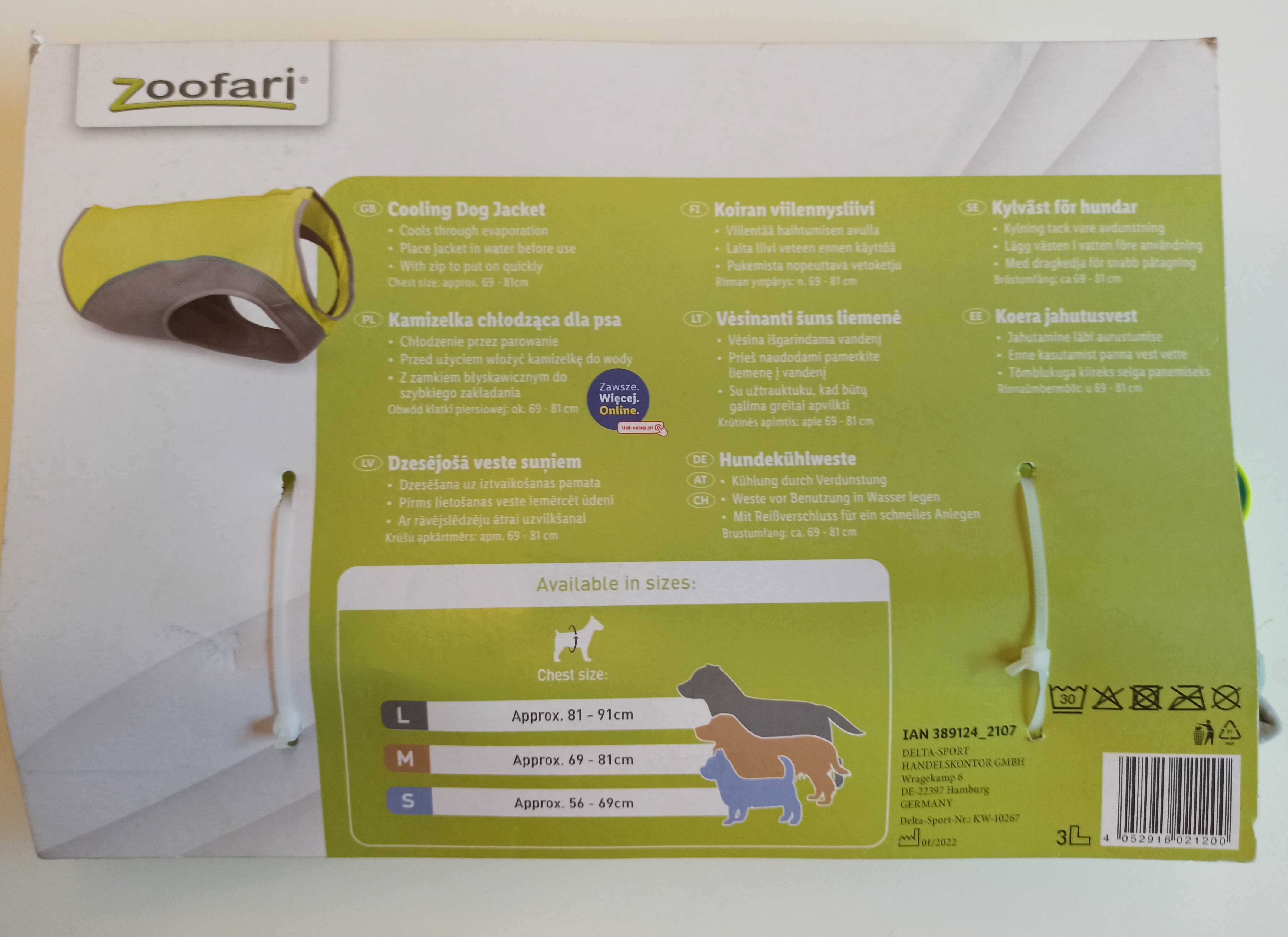 Zoofari – chłodząca kamizelka dla psa. Rozm. M 69-81 cm