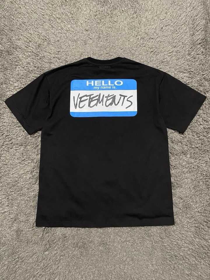 Футболка VETEMENTS Hello черная оверсайз с бирками