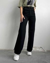 Женские джинсы с высокой посадкой 42-48  Жіночі джинси труба чорн білі