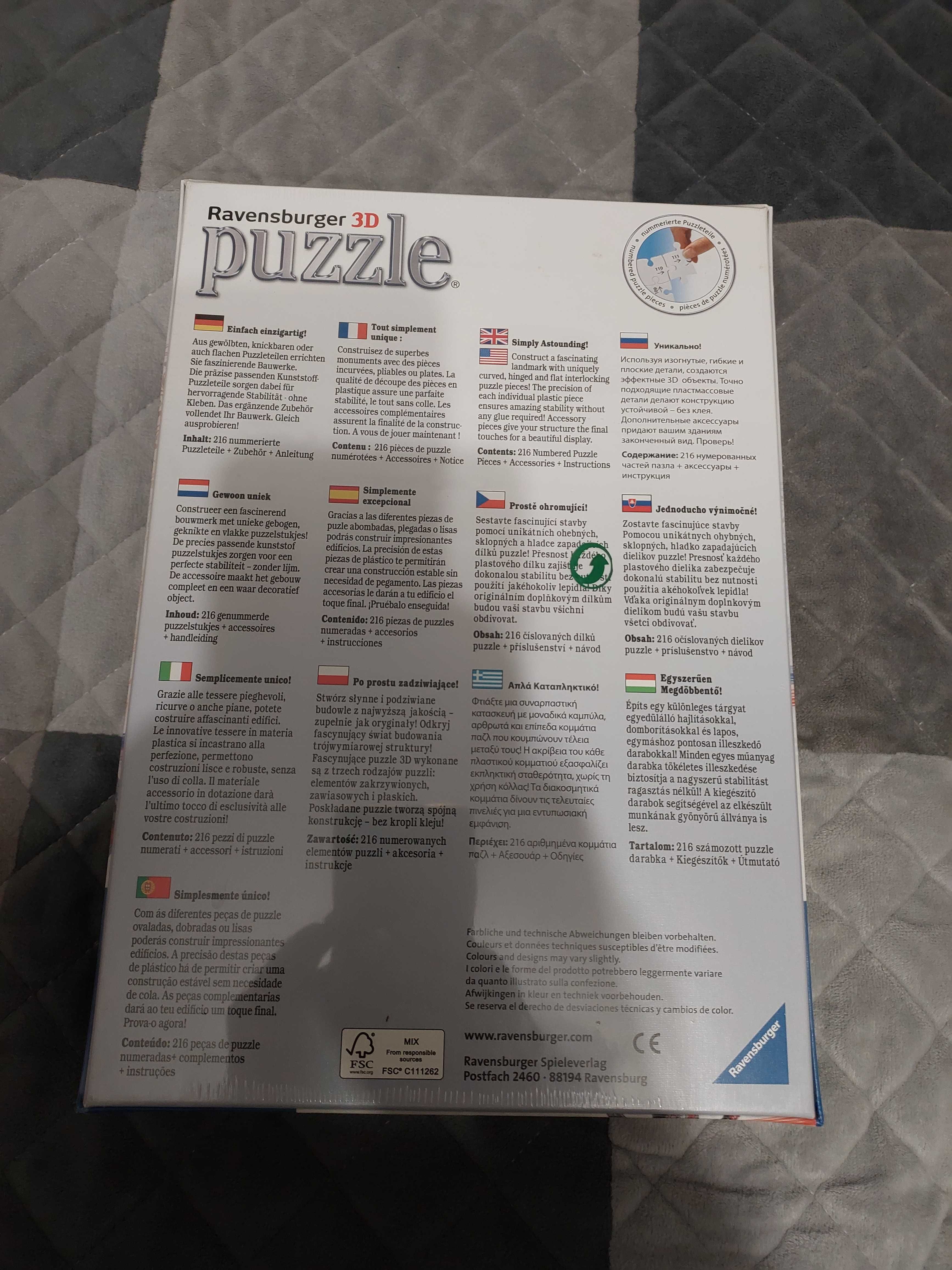 Puzzle 3D Flag Edition Ravensburger 216 elementów nowe