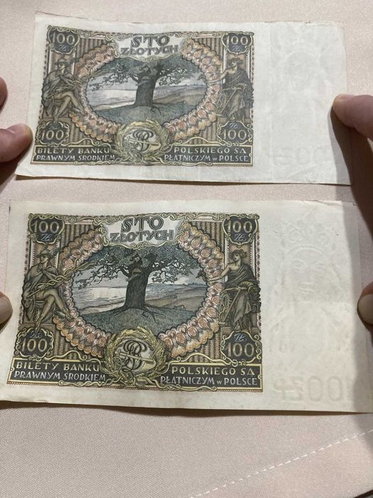 Banknoty 100zł z 1932 seria AU oraz 1934r. seria BS, piękne