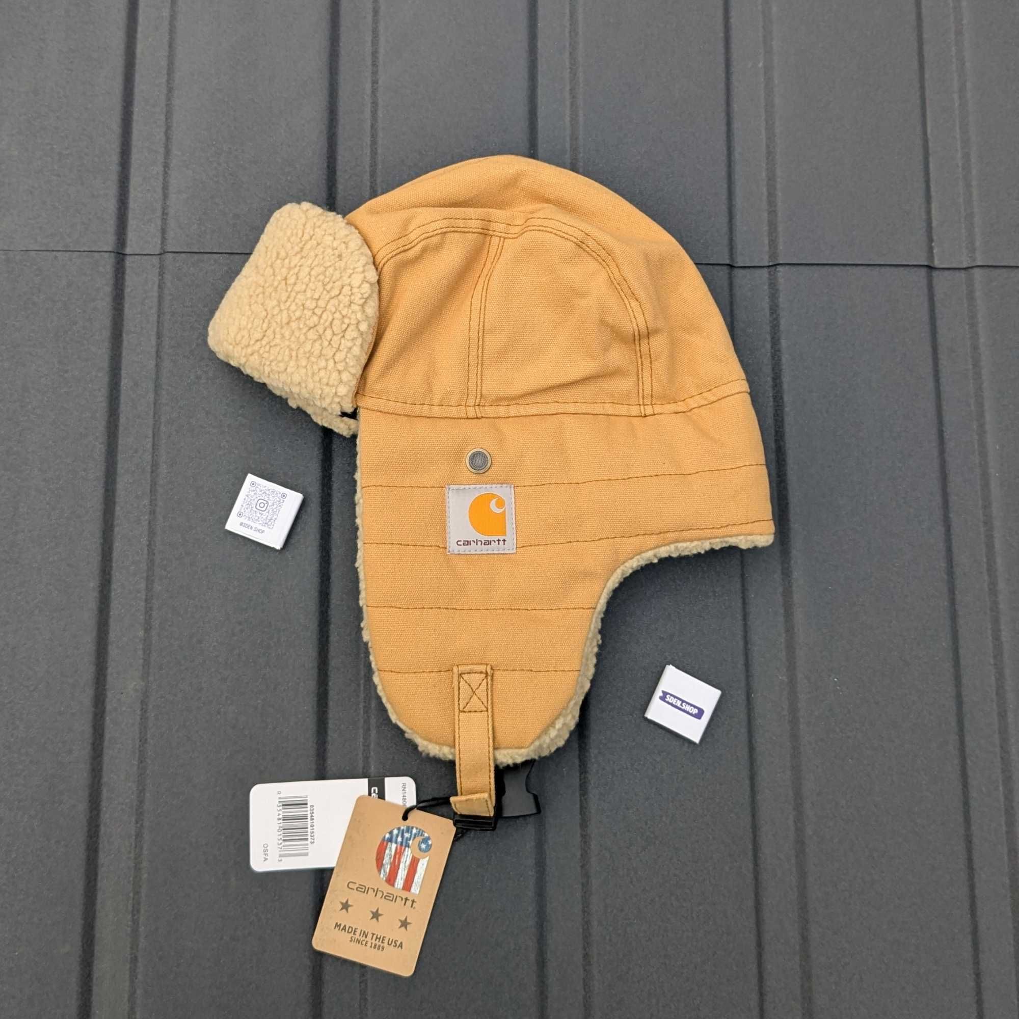 Вушанка Carhartt WIP, шапка кархарт, зимняя ушанка carhartt, чоловіча