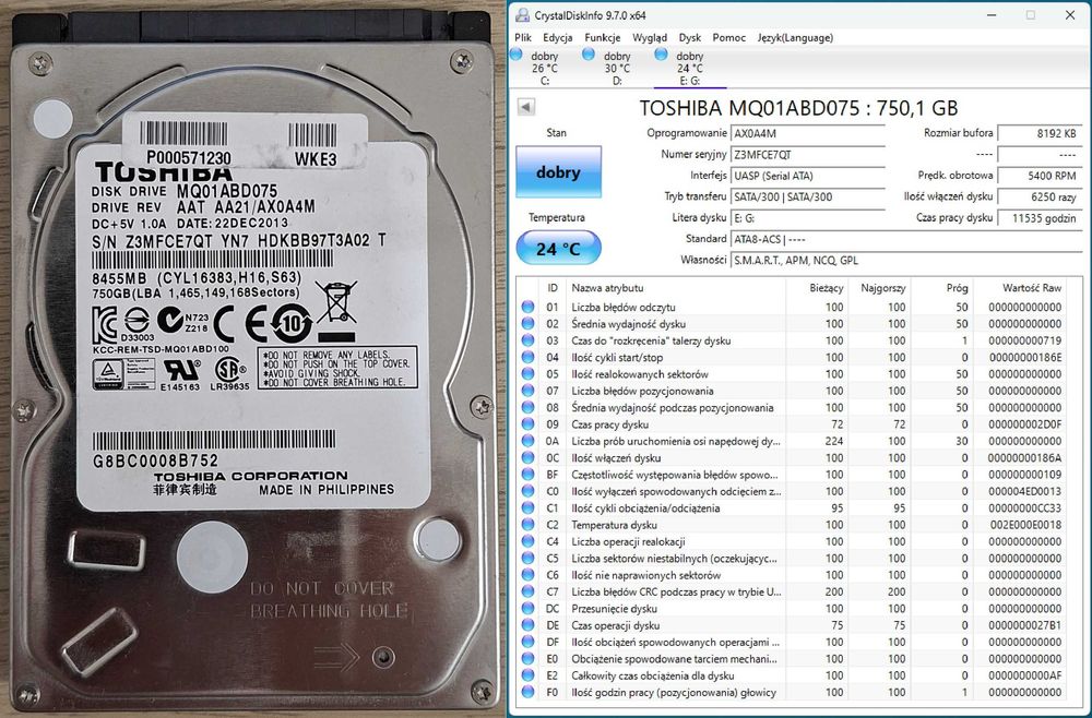 Dyski twarde 2,5 cala HDD