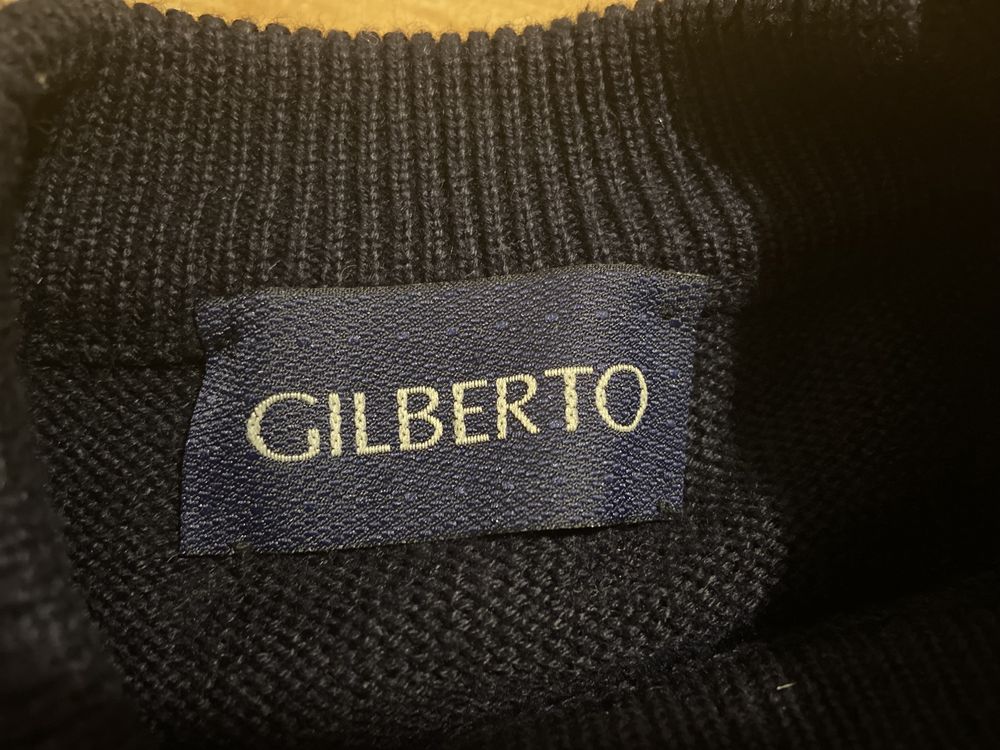 Gilberto granatowy sweter 50 M/L męski crewneck wełna