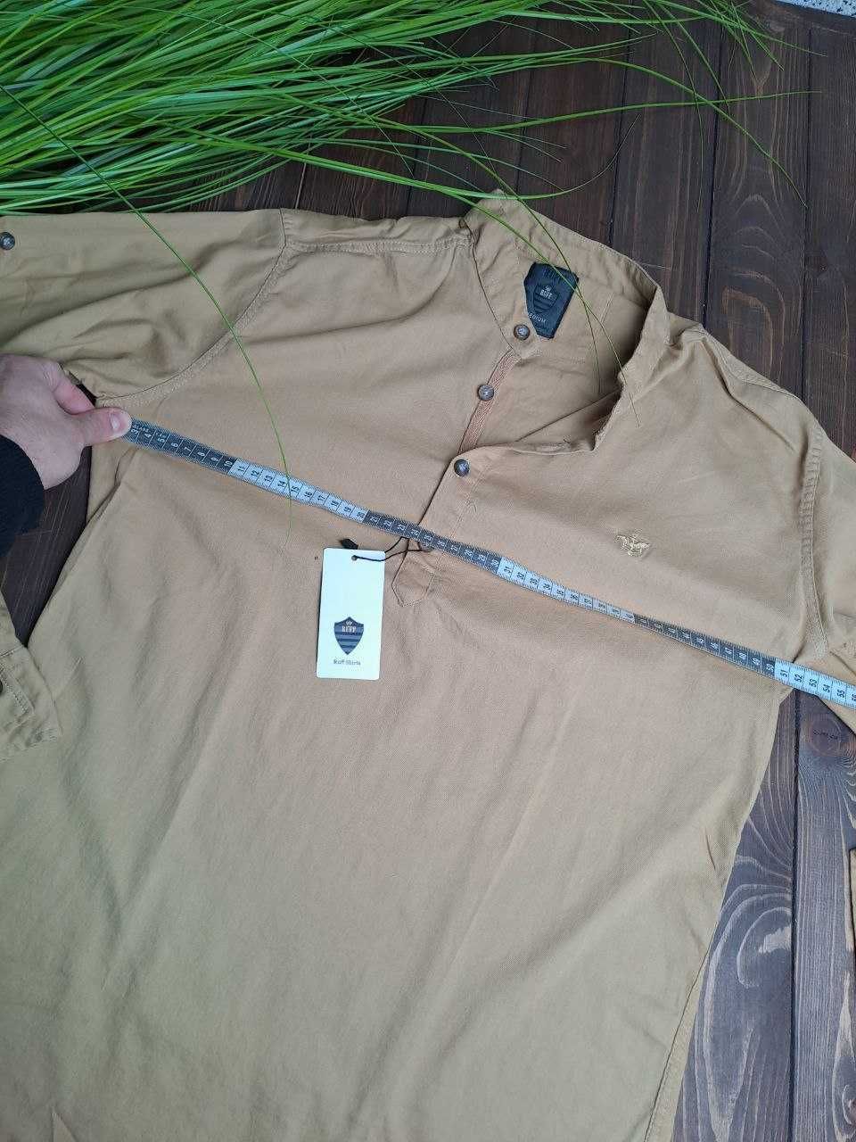 ЗНИЖКА! М (48) сорочка RUFF бавовняна без вороту бежевая рубашка