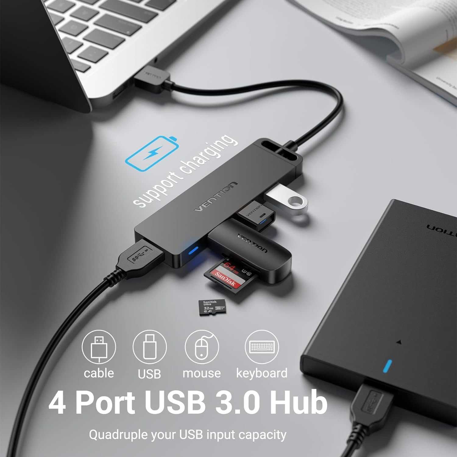 VENTION USB 3.0 HUB 4-portowy 5szt.