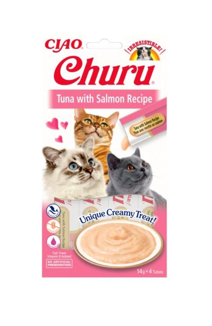 kremowy przysmak dla kota Churu o smaku tuńczyka z łososiem 4x14g