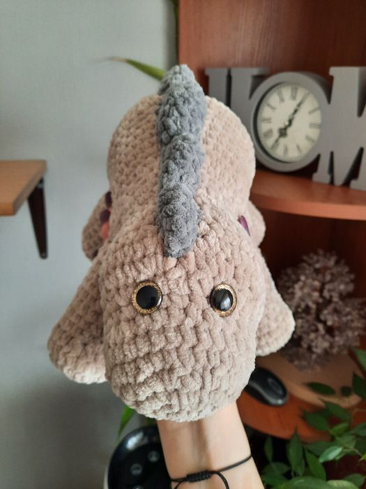 KAMEO Dinozaur Karol - dł. ok. 33cm - szydełko - maskotka handmade