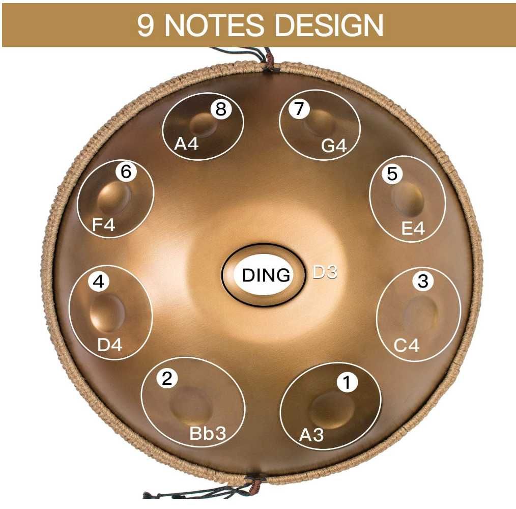 Handpan Drum D Minor 9 Notes 22-calowy bęben stalowy