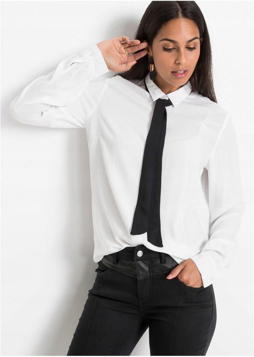 bonprix koszulowa bluzka z krawatką 40