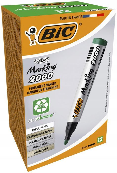 Marker permanentny zielony BIC 11szt.