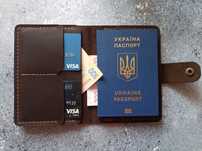 Шкіряне портмоне докхолдер обкладинка паспорт холдер для документів