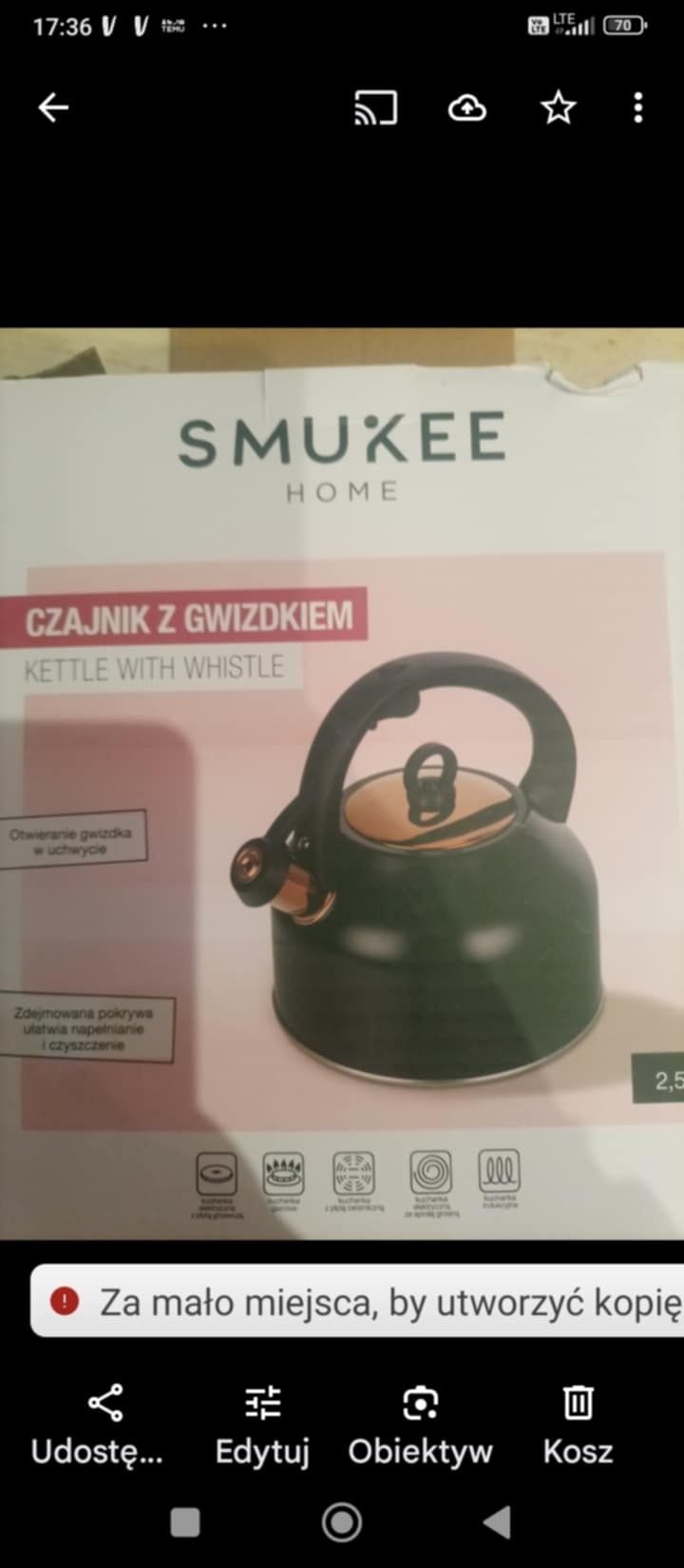Czajnik z gwizdkiem 2,5 litra
