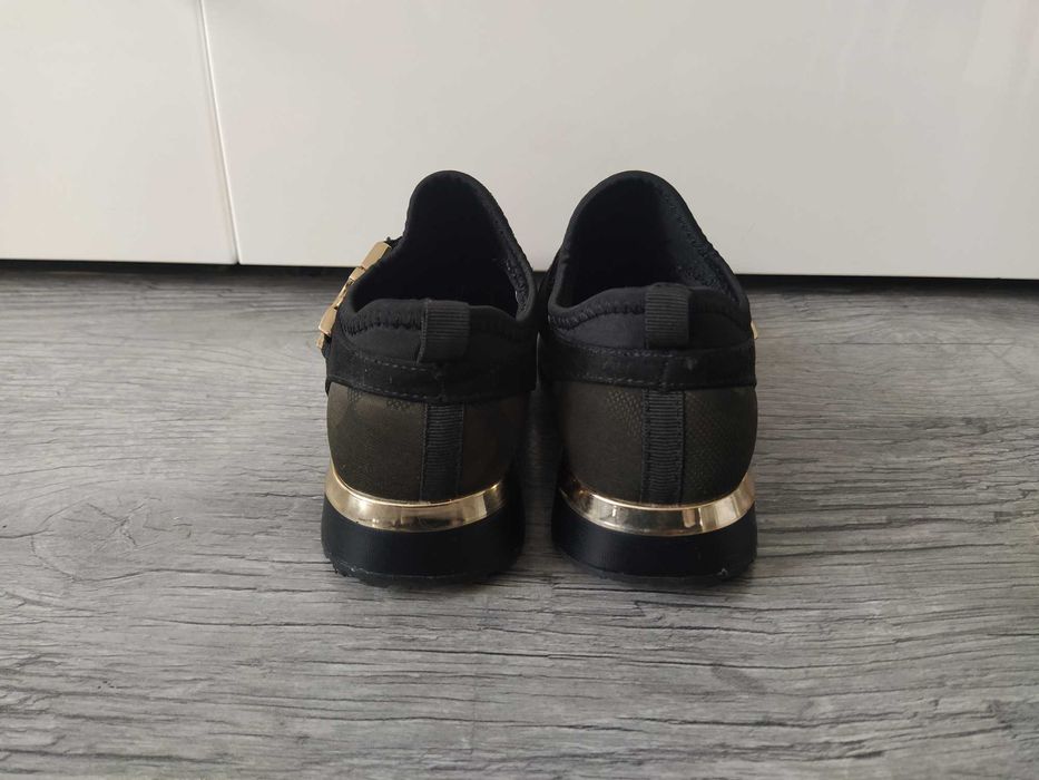 Buty wsuwane adidasy czarne moro złoty Shoedazzle Lachelle roz. 38.5