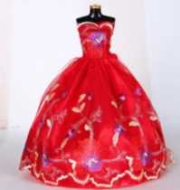 Suknia sukienka księżniczka balowa czerwona dla lalki Barbie