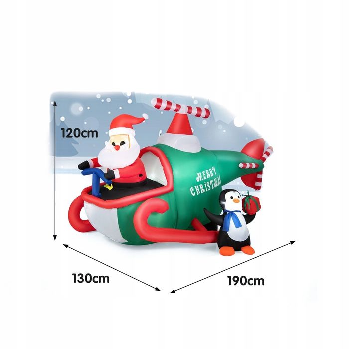 Dekoracja LED Sanie Mikołaja nadmuchiwana Costway