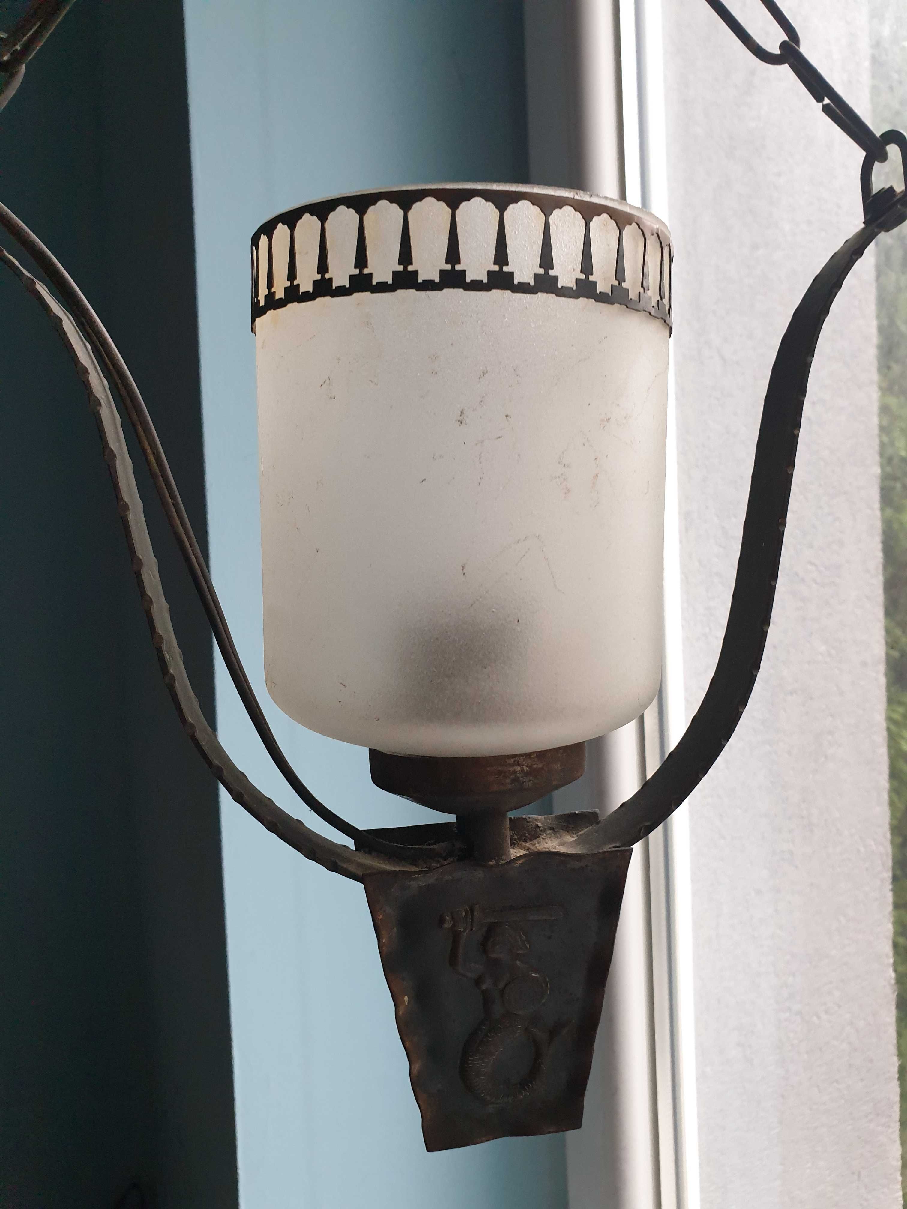 lampa z syrenką szkło i metal lata 60.