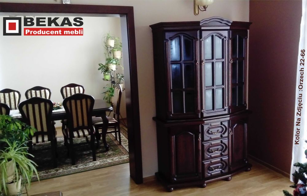 Stylowa Zgrabna Witrynka 120 Dąb Orzech Lakierowana Bekas Nowa