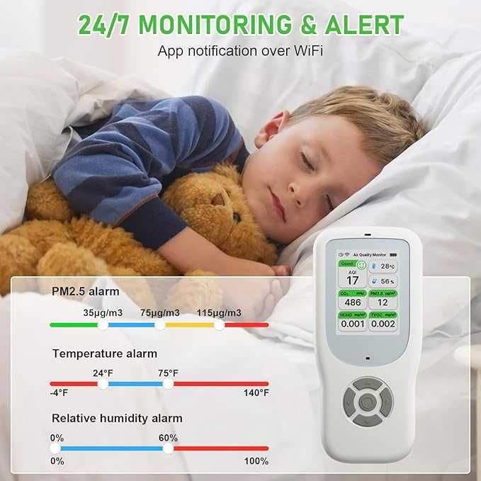 Czujnik jakości powietrza 10 w 1, NDIR WiFi, monitor jakości powietrza