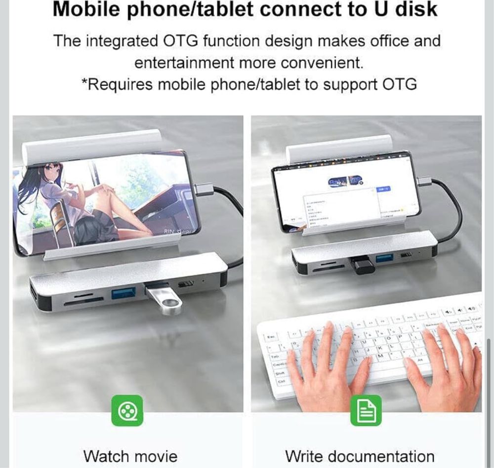 MOOKEENONE Stacja dokująca 6 w 1 USB-C HUB typu C