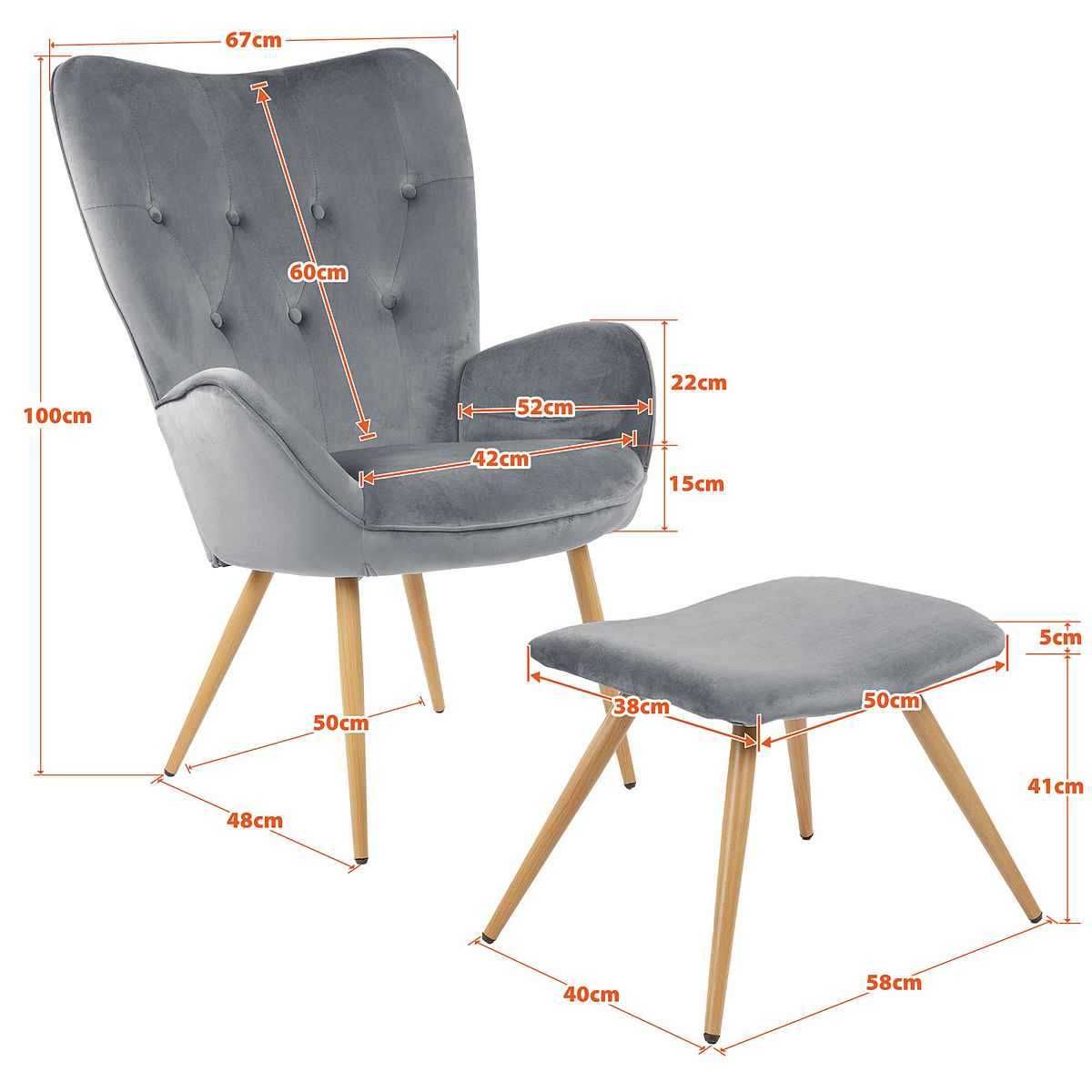 Fotel krzeslo z podnozkiem uszak