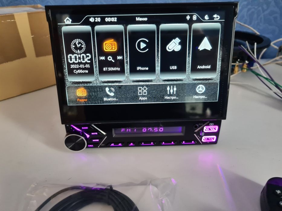 Автомагнітола 1din з виїздом екраном