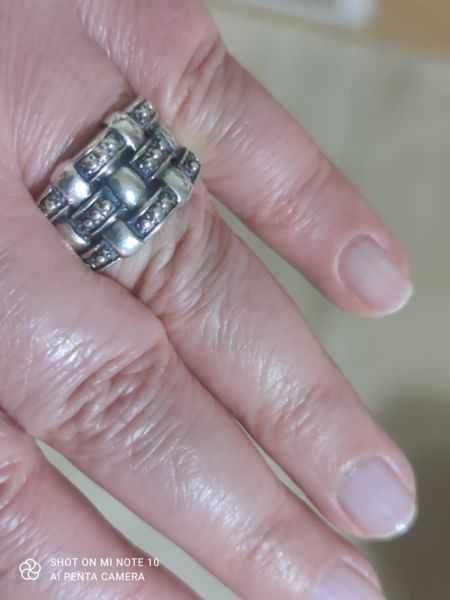 pierścionek srebrny plecionka vintage