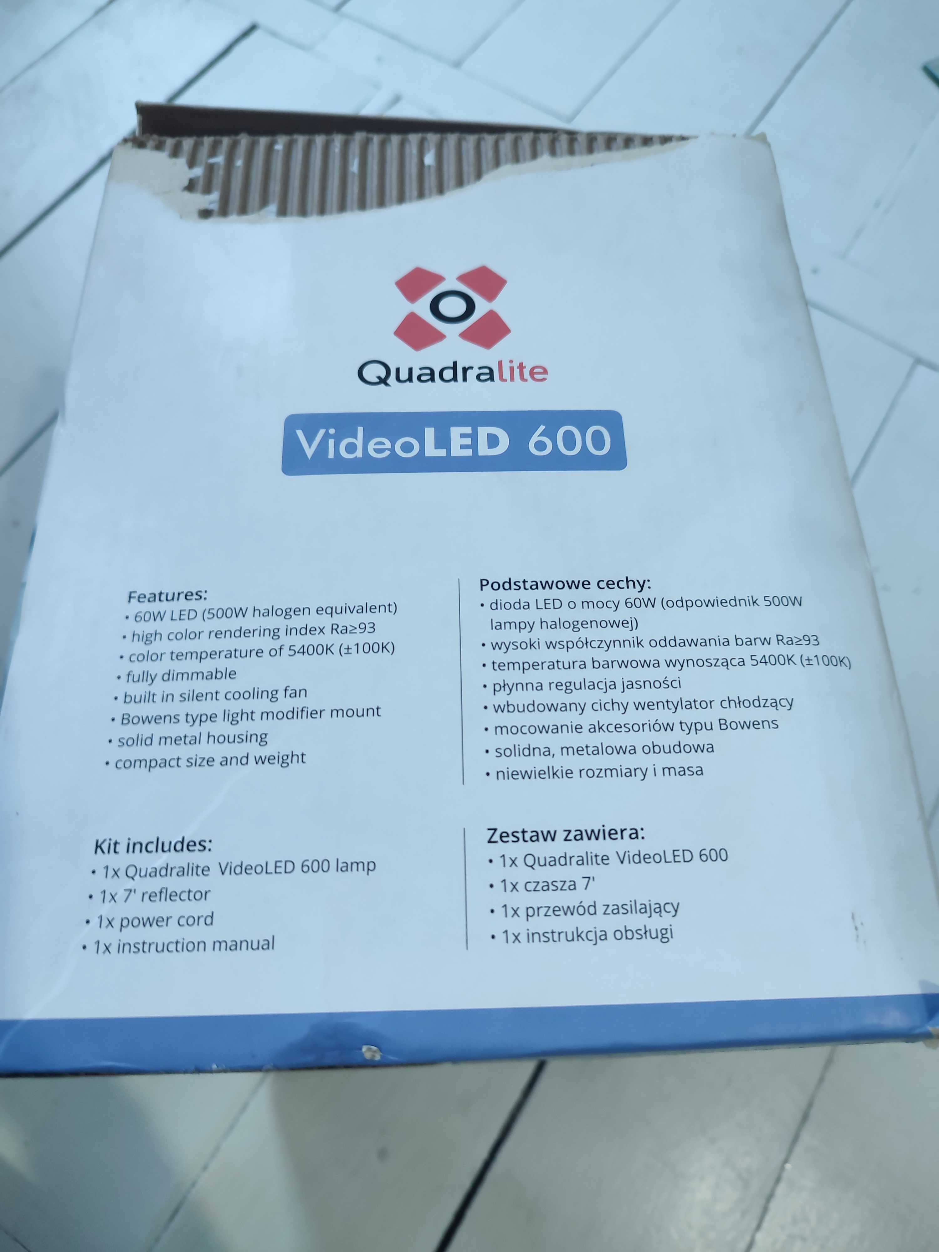 Quadralite VideoLed 600 lampa światła ciągłego