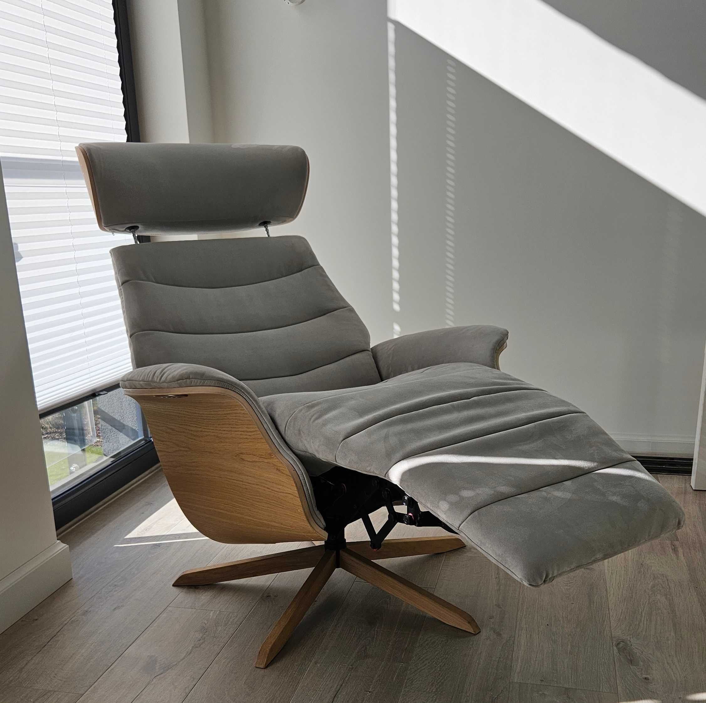 Flexlux fotel wypoczynkowy komfort, rozkładany Top Model Alcantara