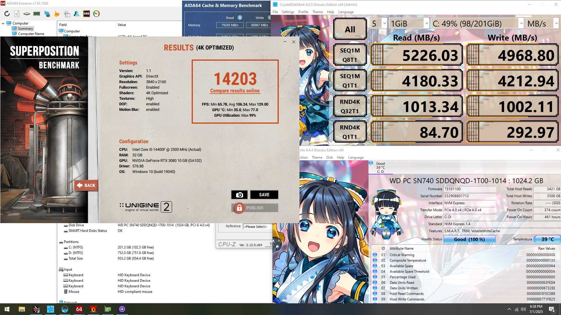 Свіженький I5 14400F \ RTX3080 FE 11gb \ 32GB DDR5 \ 1TB NVME \ Wi-Fi