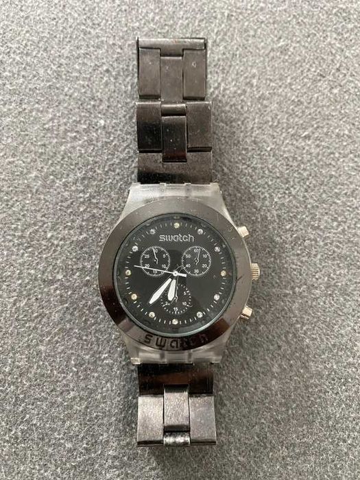 Relógio masculino estilo Swatch preto