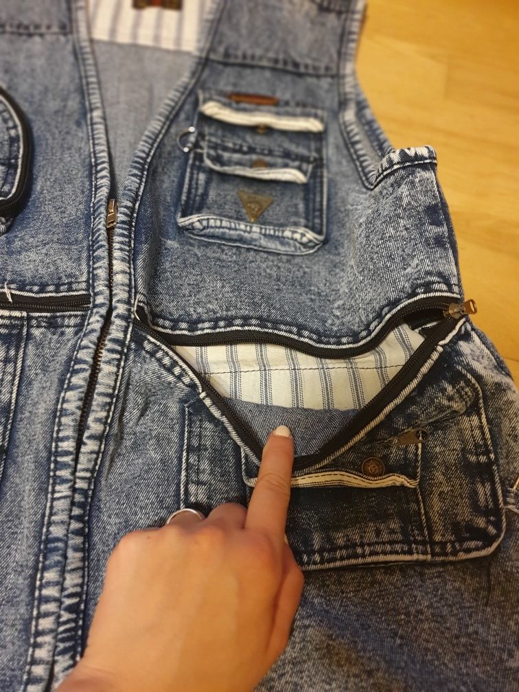 Kamizelka męska jeansowa,10 kieszeni XXL/XXXL