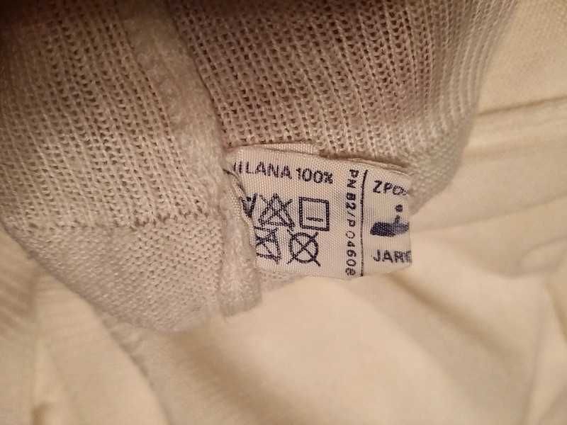biały sweterek vintage 100% anilana PRL cienki haft kaczki