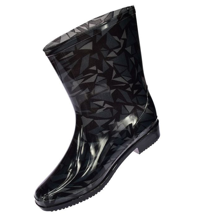 Kalosze damskie gumowce kwiaty ANX-01 GR-BK rozm 37