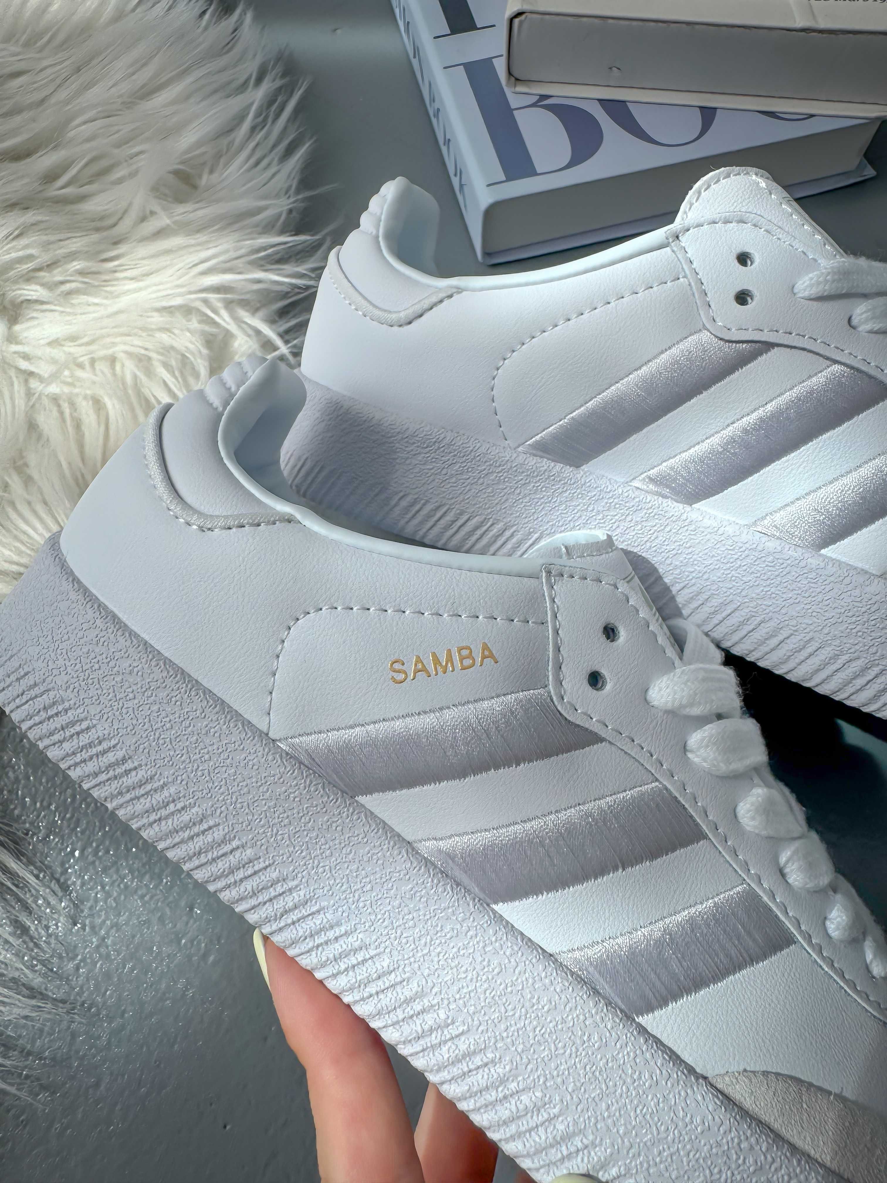40р Кеди Adidas Samba Platform Full White кросівки адідас самба