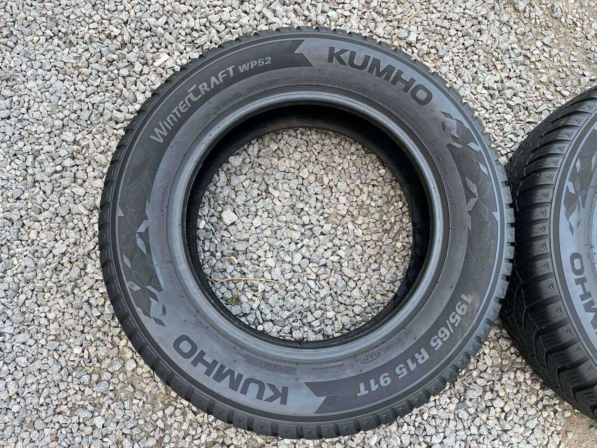 Opony 195/65R15 Kumho Wintercraft WP52 Zima 2sztuki 7,57mm bieżnika