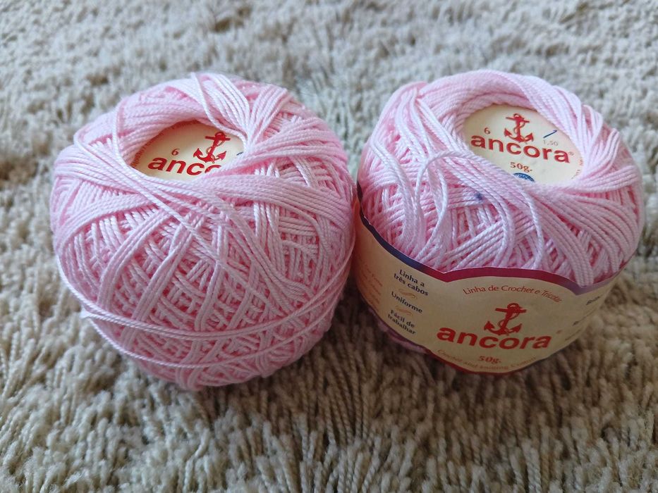 Linha Crochet Âncora n.º 6 Rosa