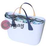 Granatowy organizer do OBAG MINI kwiaty lila chaber 2 kieszenie OMAY