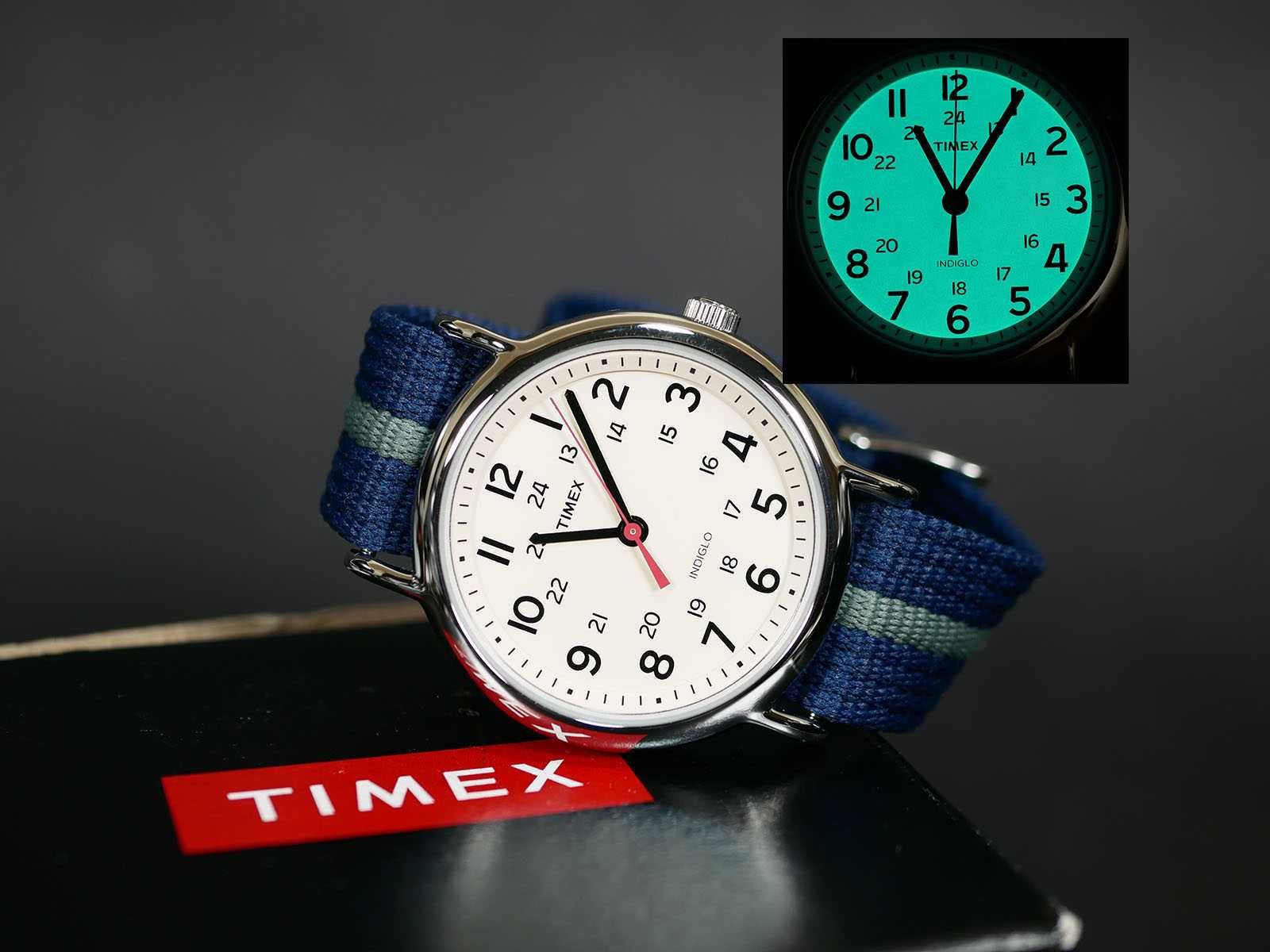 Timex T2N654 Weekender Ø38мм с синим нейлоновым ремешком