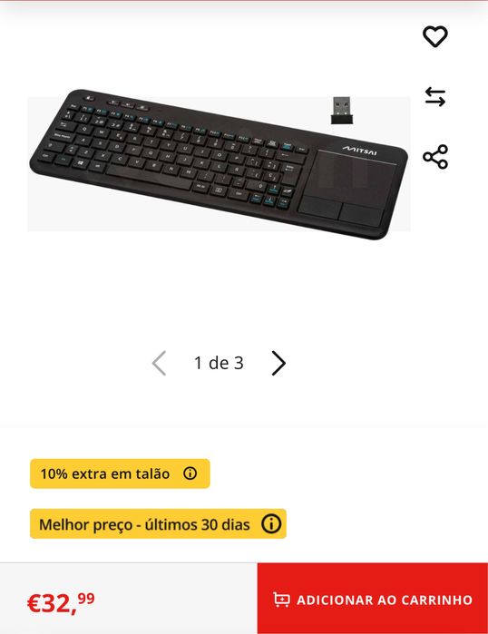 Teclado Sem Fios Mitsai Q500 – Como Novo!