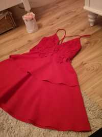 Sukienka czerwona koronkowa imprezowa L