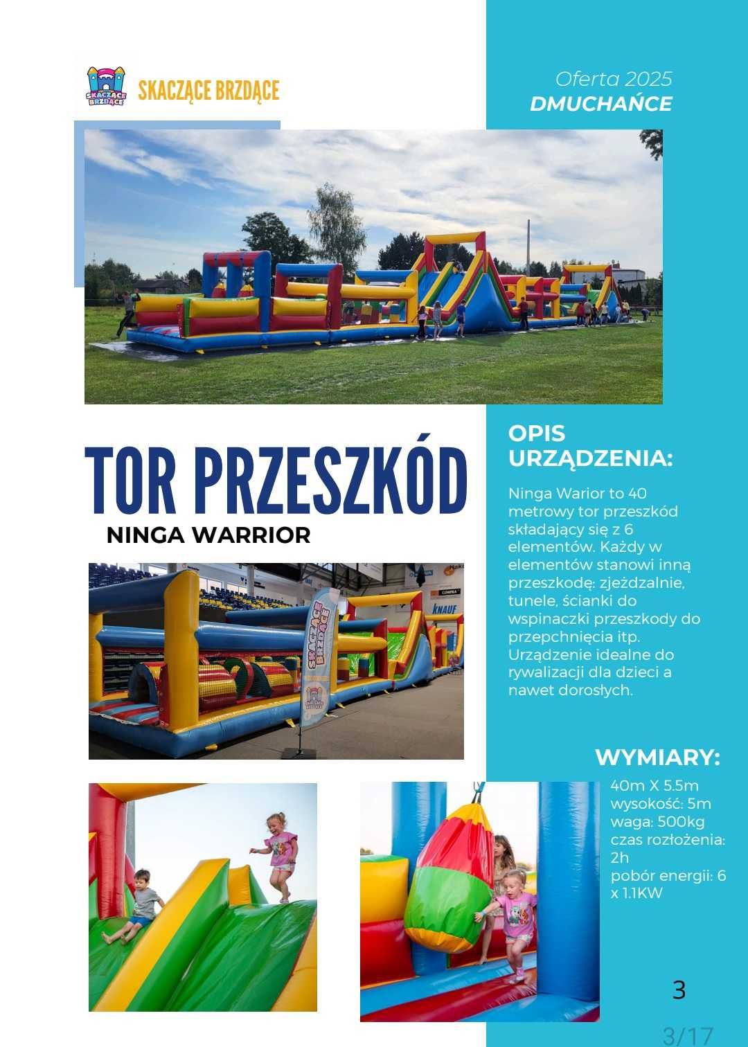SKACZĄCE BRZDĄCE Dmuchana Zjeżdzalnia Plac zabaw, Tor przeszkód, zamki