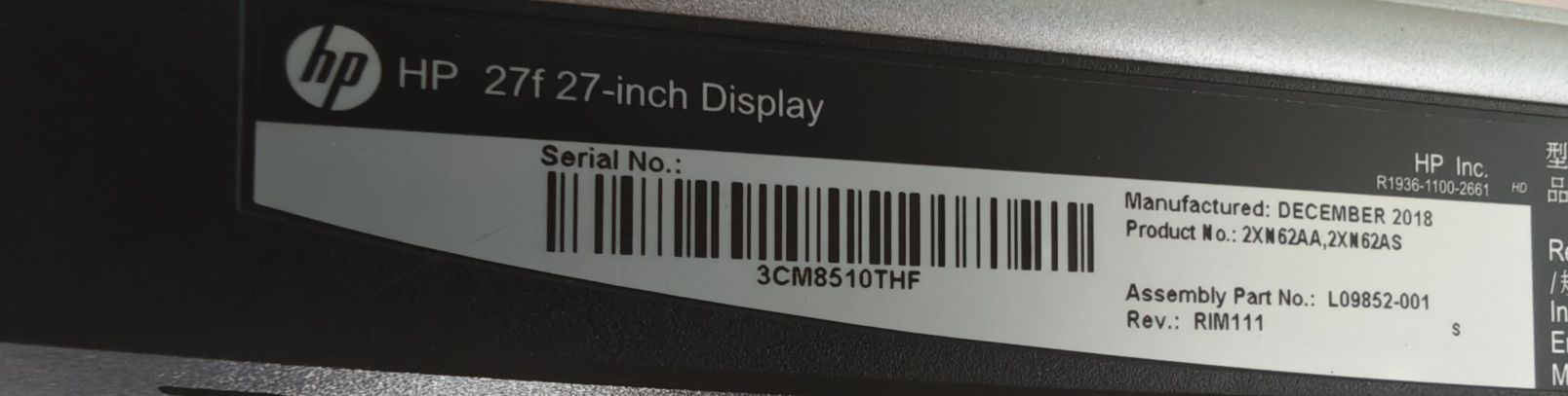 Monitor HP 27F | 27'' | Full HD