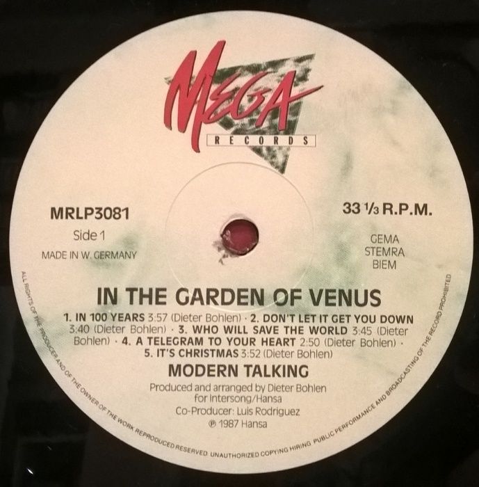 Modern Talking ‎ (In The Garden Of Venus) 1987. Пластинка. Germany