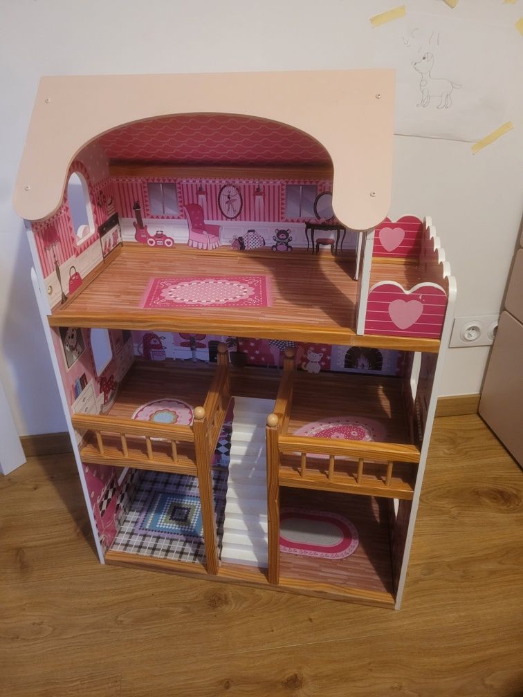 Duży domek dla lalek 90x60x30cm
