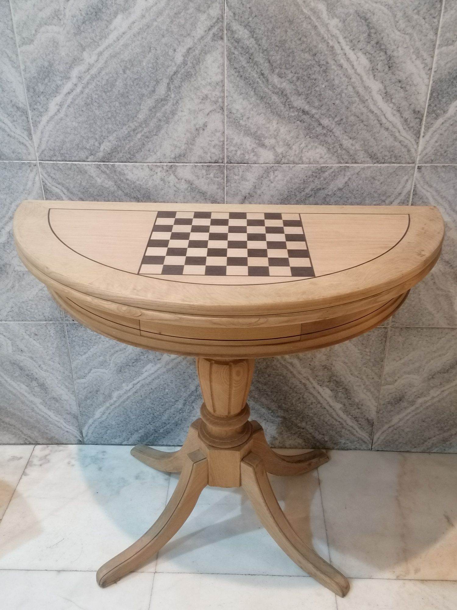 Mesa Jogo (encostar apoio cabeceira "Sofa table") Xadrez, Feltro verde