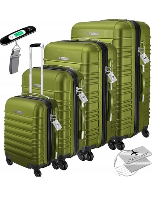 Zestaw 4 walizek twardych ABS khaki 34/55/84/120 l na zamek szyfrowy