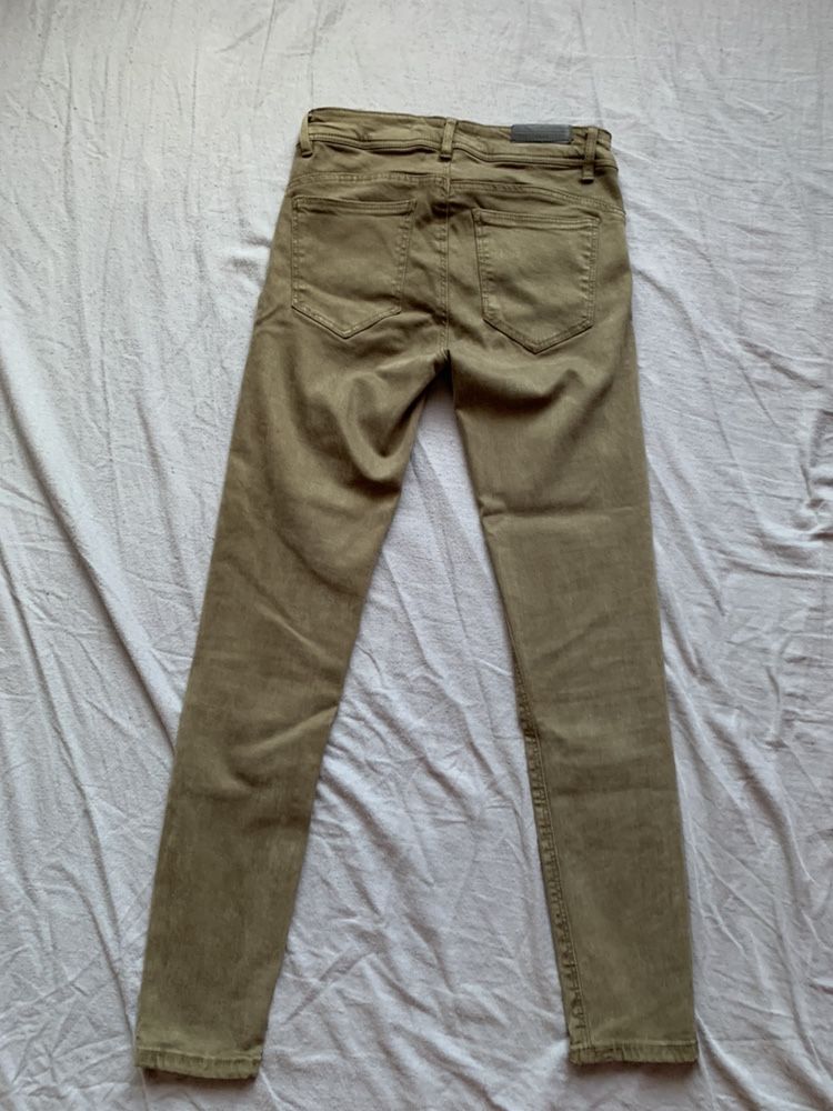 Spodnie jeansy Zara XS/34 khaki